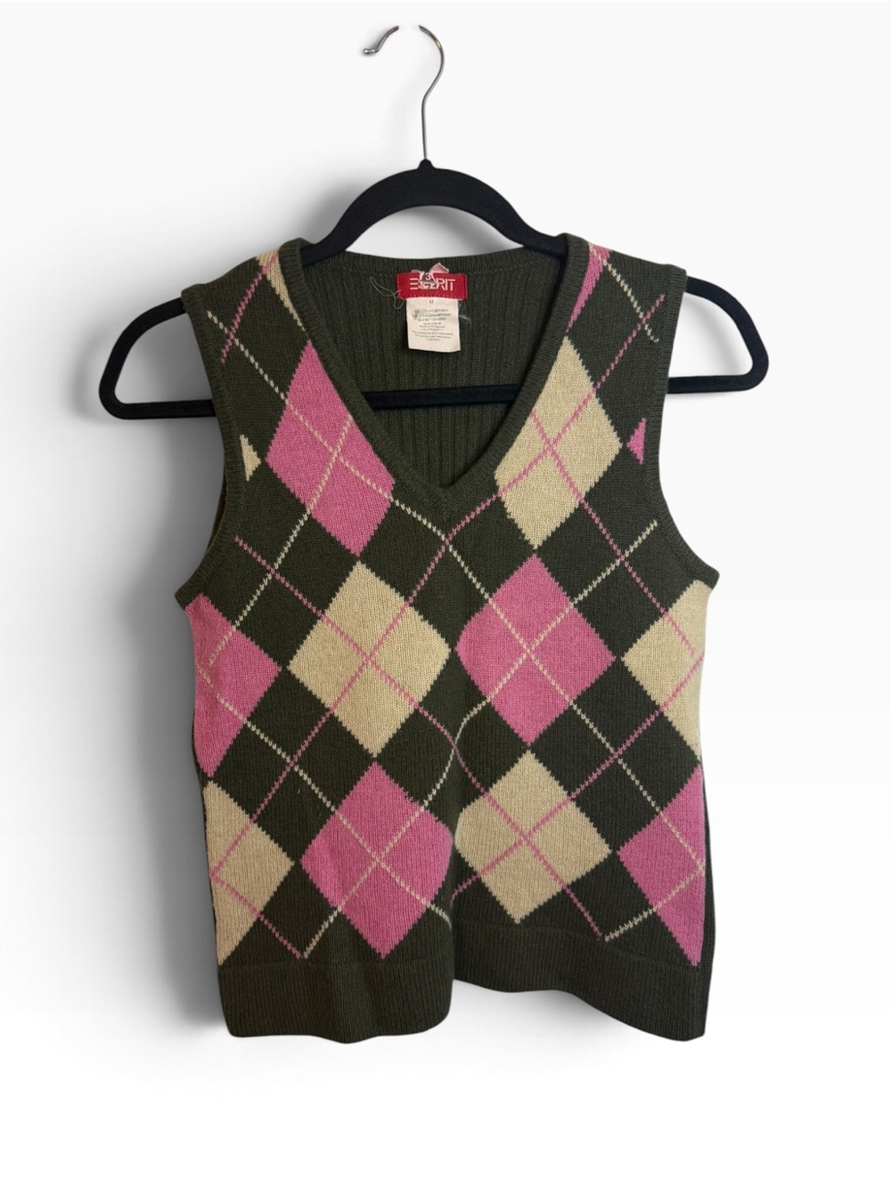 Esprit Vintage Y2K Lambswool Preppy Argyle Academia Sweater Vest